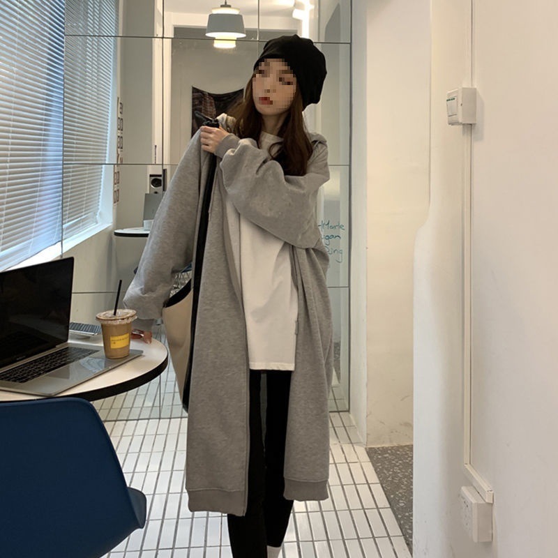 秋冬大码胖2-300斤宽松时尚连帽中长款加绒加厚拉链风衣外套女
