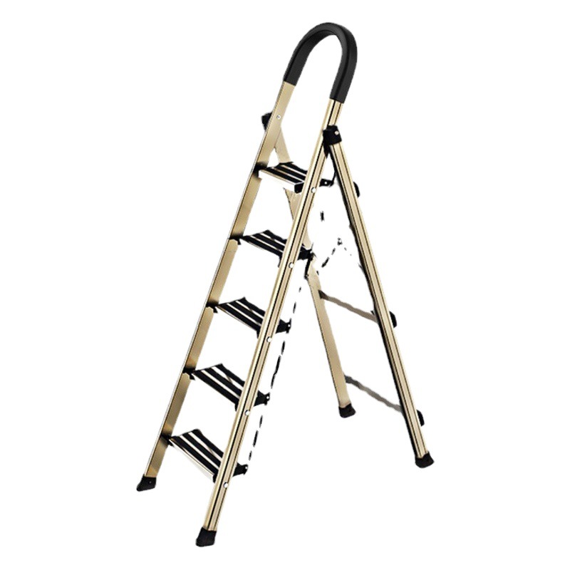 Escalera de un solo lado escalera de cinco pasos escalera de espiga engrosada escalera de aluminio de aleación de aluminio reforzado antideslizante plegable para interiores