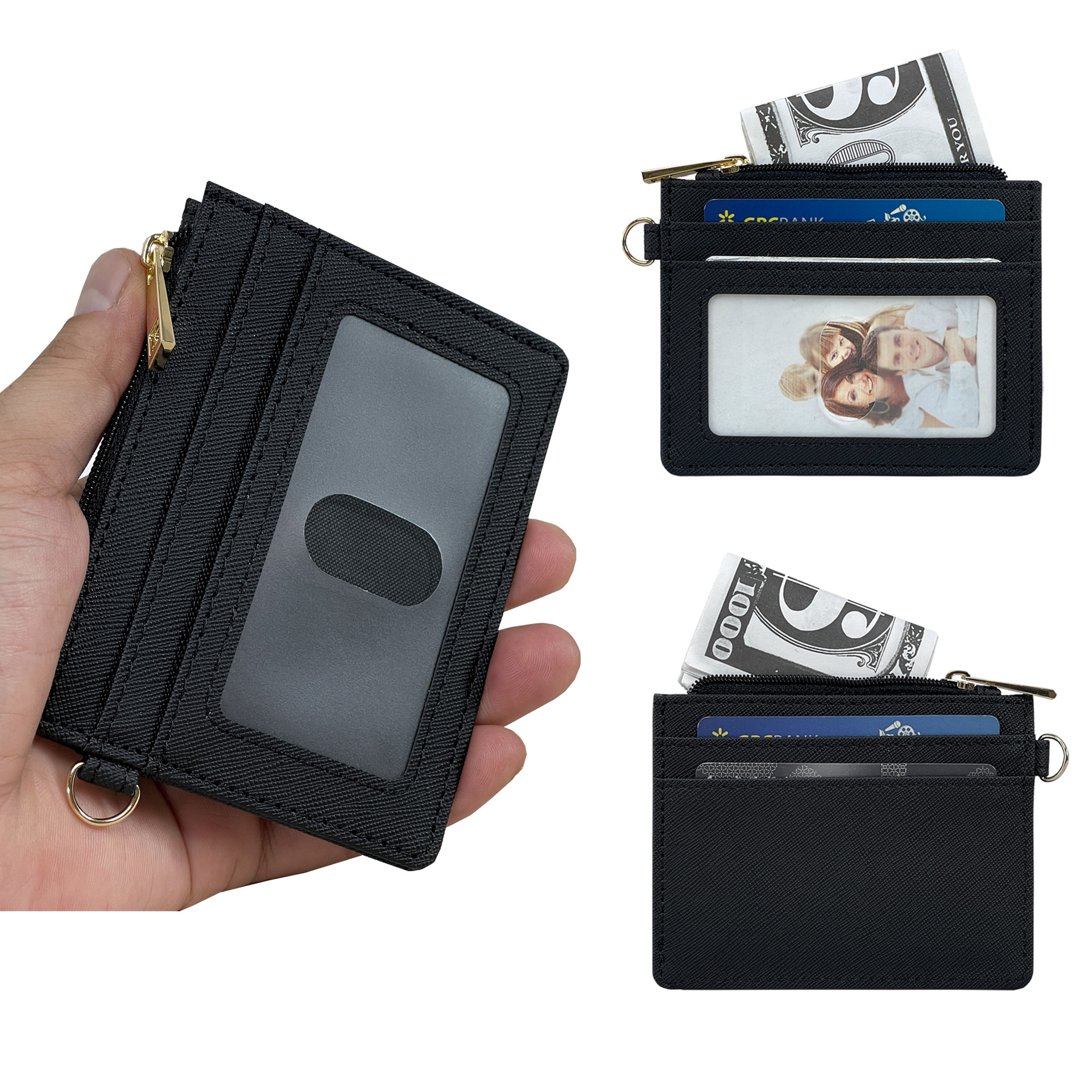 Suministro directo de fábrica Venta caliente transfronteriza para aumentar la capacidad de la tarjeta de cuero PU, funda para tarjeta, bolsa de monedas, foto de identificación de tarjeta de crédito