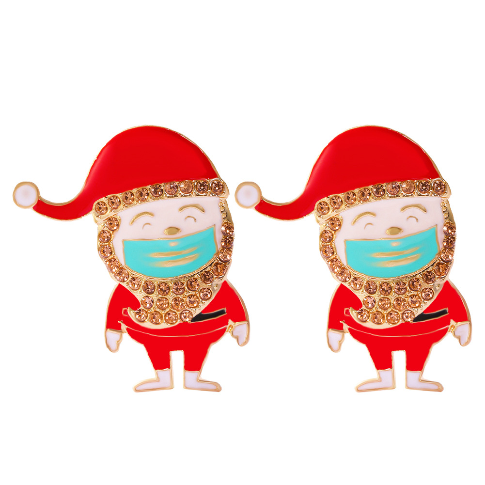 New Popular Santa Claus Earrings Alloy Rhinestone Cartoon Earrings Fashion Accessories display picture 11