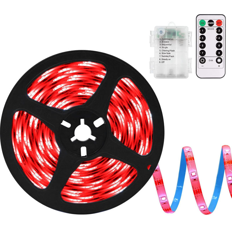 8 funciones caja de batería impermeable luz LED con 13 teclas luz de ajuste remoto temporización de carreras de caballos ambiente festivo luz roja tira de luz autoadhesiva