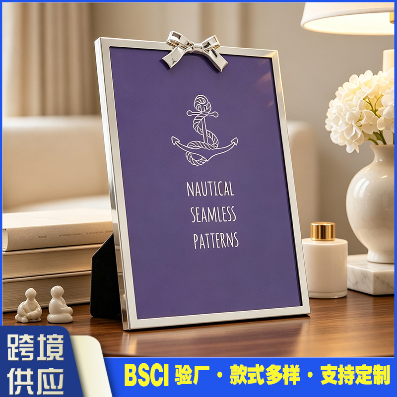 Cross-border Nordic ins-style simple thin-edged 6 7 8inch bowknot metal photo frame tabletop display factory wholesale Cross-border Nordic ins-style simple thin-edged 6 7 8inch bowknot metal photo frame tabletop display factory wholesale