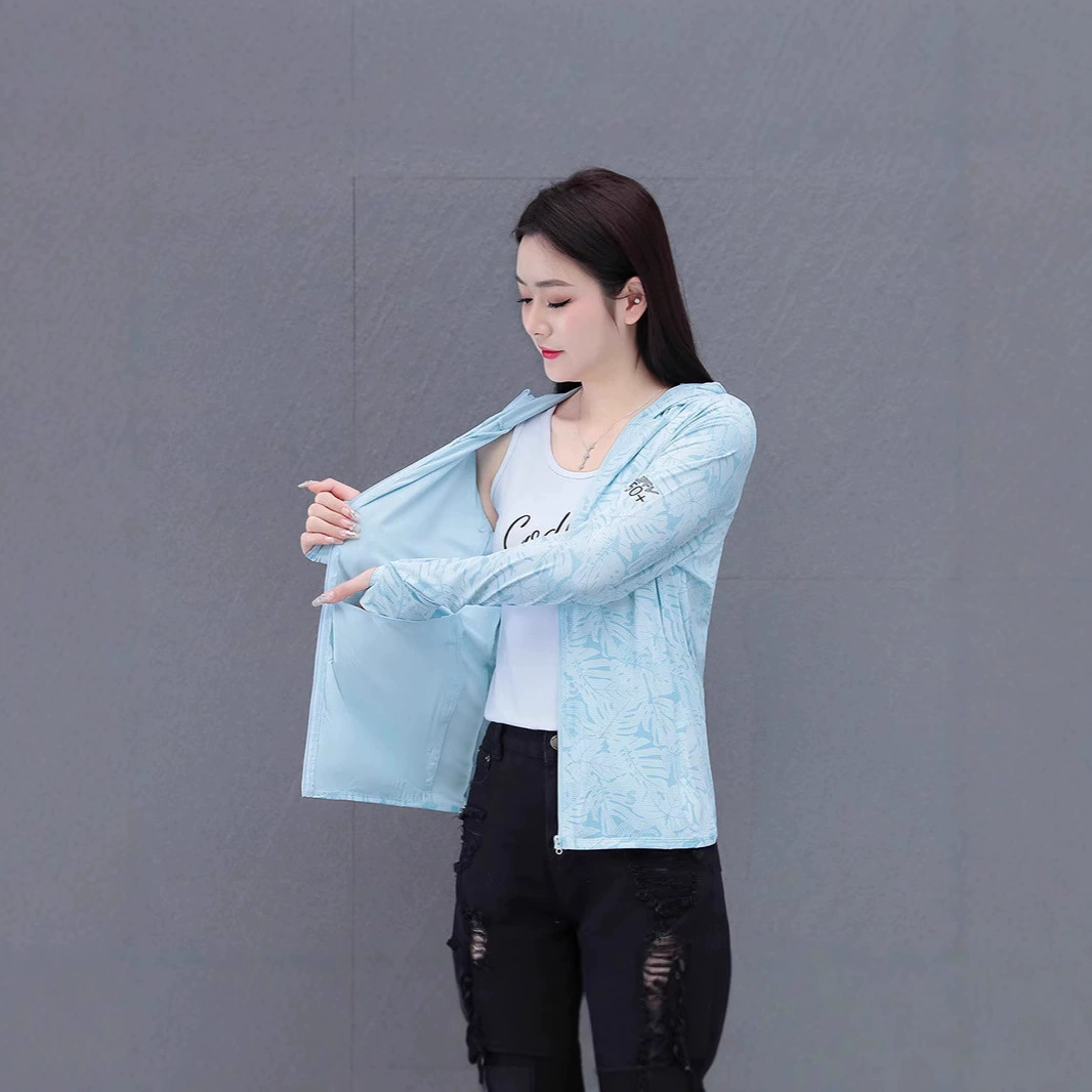 Женская солнцезащитная одежда UPF50+, топ с длинными рукавами, дышащая тонкая летняя куртка с защитой от ультрафиолета и цветочным принтом