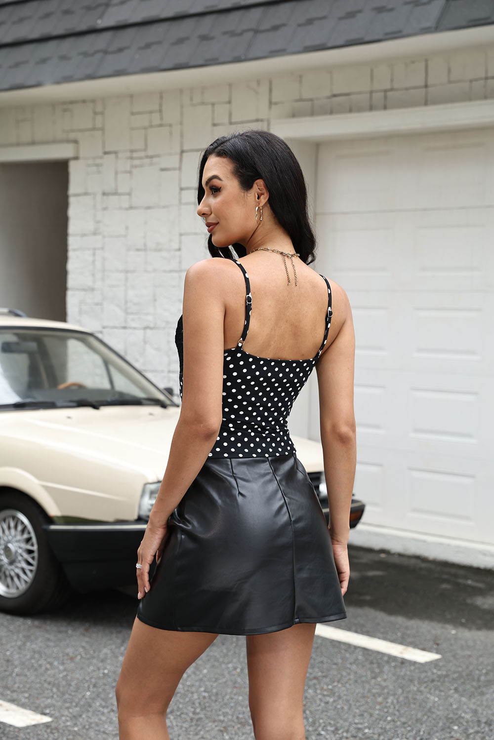 European And American Women's Fashion 2026 Summer New Sexy Hot Girl Style V-neck Polka Dot Print Camisole Top_ecoleips.com