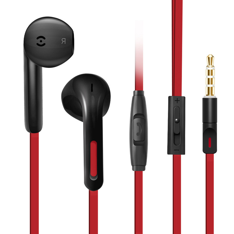 Headphones Cross-Border Mobile Phone Heavy Bass In-Ear Tuning Flat Wire Side with Microphone Game American Standard