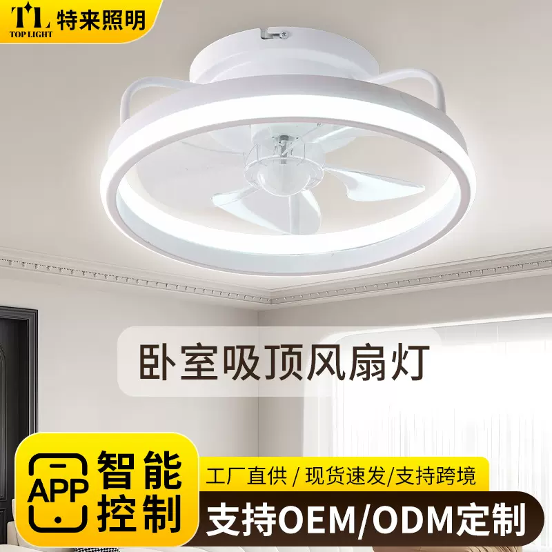 风扇灯吸顶灯现代简约餐厅客厅电扇灯卧室柔风吊扇摇头隐形风扇灯