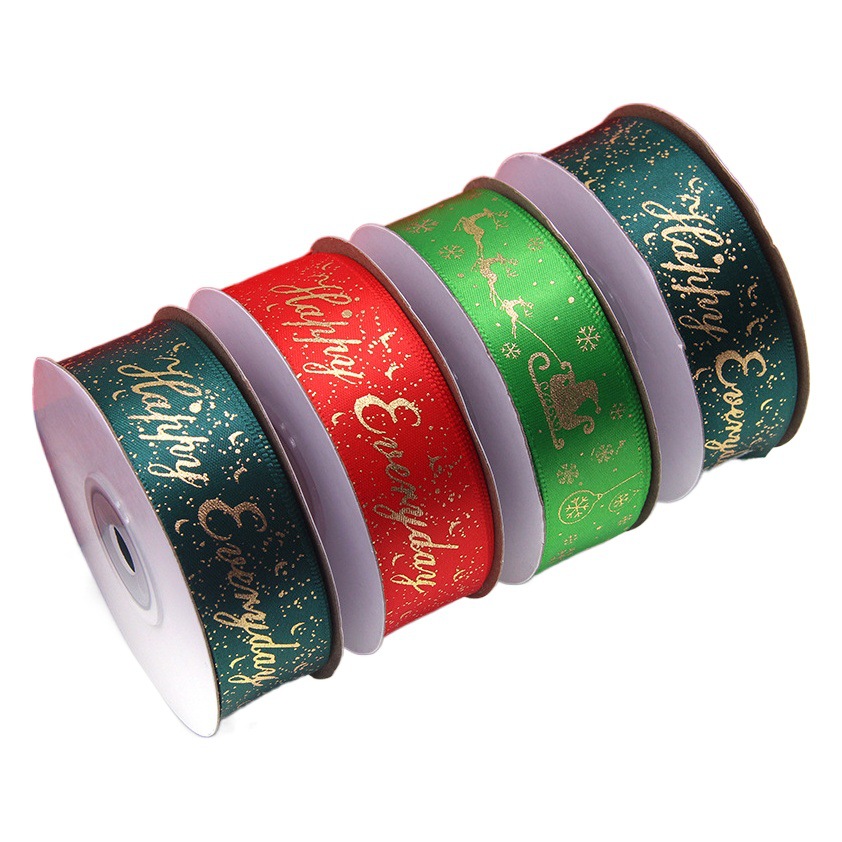 Cinta de 2,5 cm de impresión happy everyday vacaciones de Navidad regalo decoración cinta de impresión en caliente