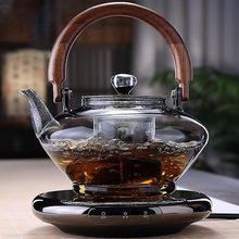 轻奢耐热加厚玻璃茶壶四代喷淋式家用提梁茶壶电陶炉蒸煮两用茶壶