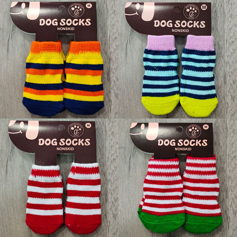 Мелкие Оптовые полосатые носки для домашних животных серии Teddy Bomei нескользящие носки для собак в носках прилива