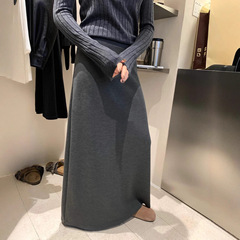 2025秋冬新款气质简约a字显瘦糯米裙高腰包臀长款半身裙女