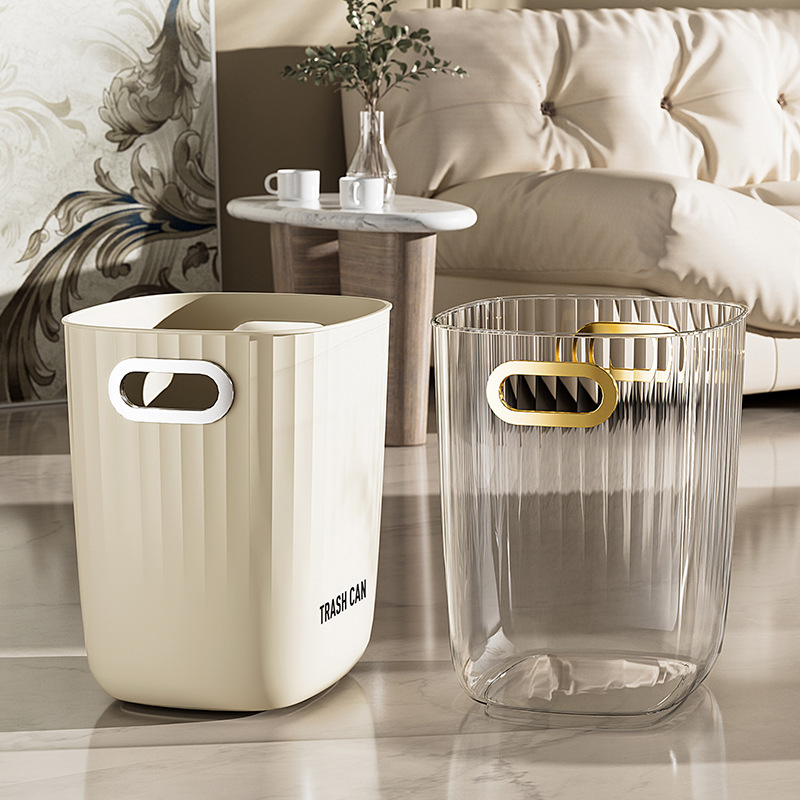 Trash Bin Home Living Room Light Luxury Transparent Toilet Toilet Kitchen Large Capacity Office Bedroom Large Size Trash Bin