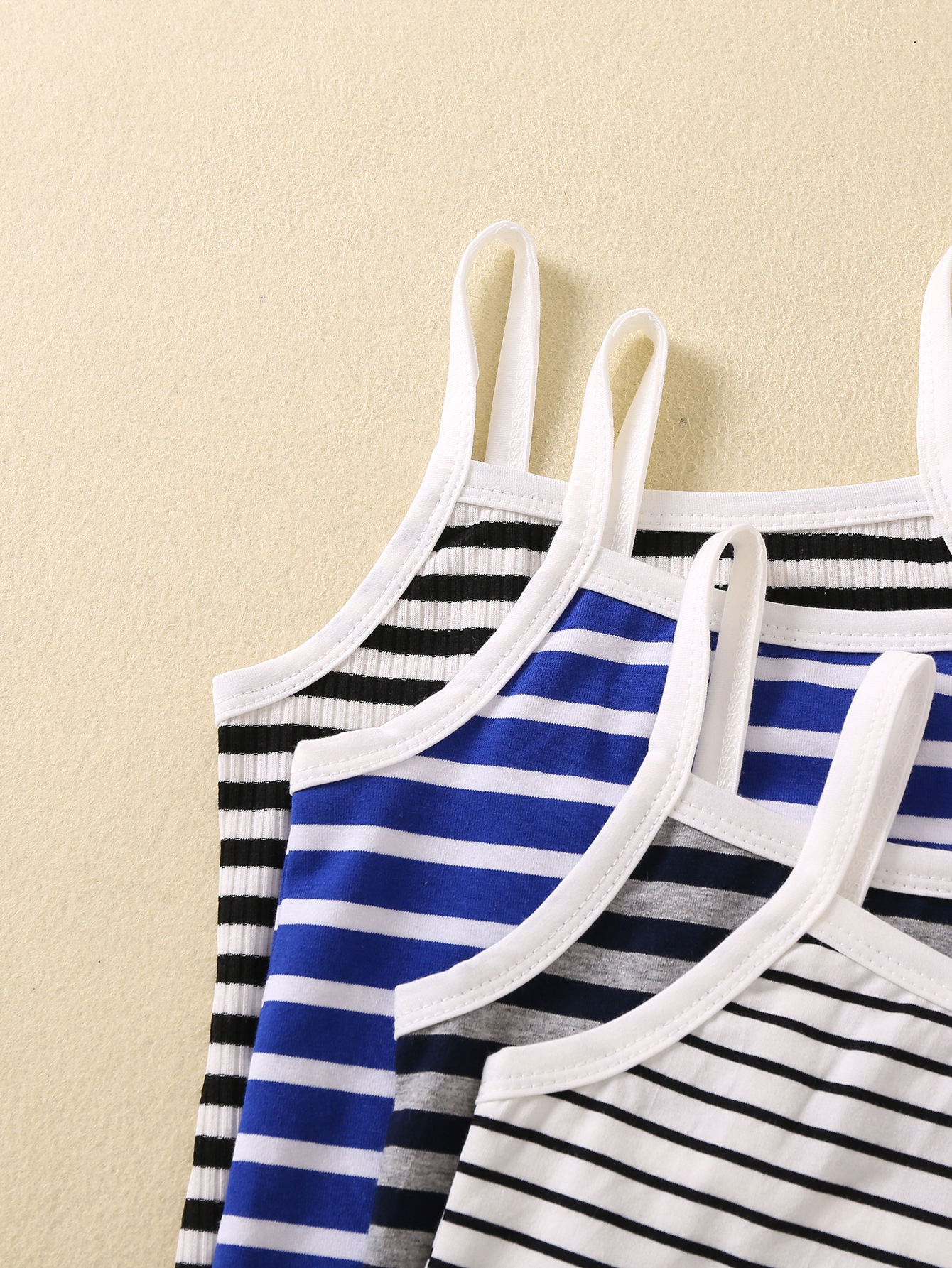 Camiseta sin mangas de algodón puro para niñas de Amazon, camisola versátil a rayas de verano, chaleco para niños, ropa infantil en stock al por mayor