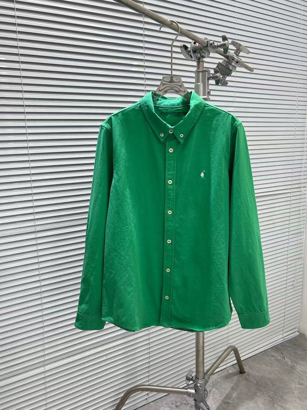 高バージョンr1春ラフ小馬標刺繍長袖シャツ男女同柄キャンディー系シャツ上着|undefined