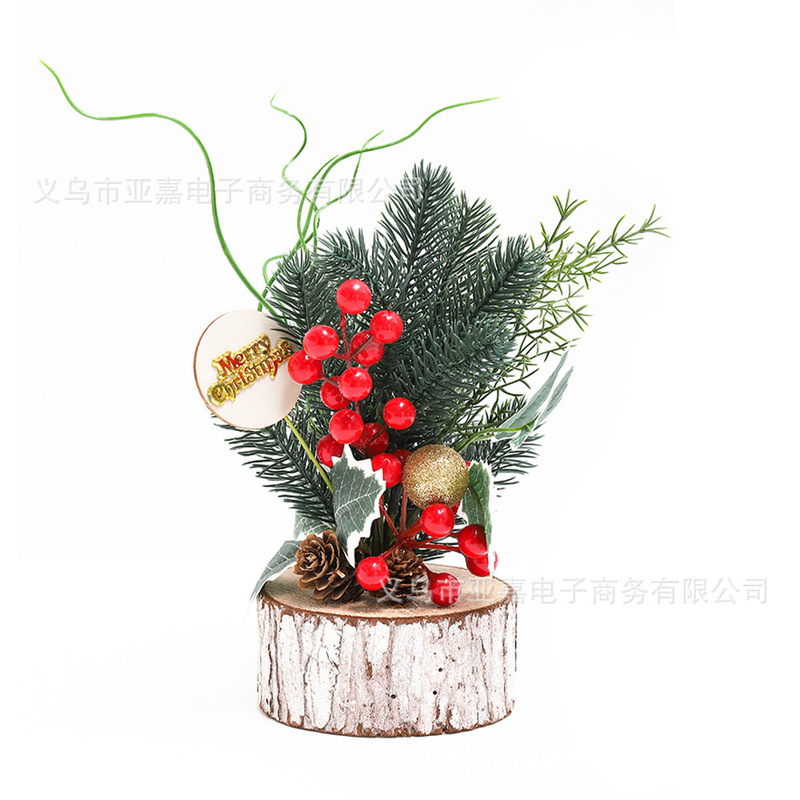 新款圣诞节摆件实木圣诞树桌面装饰品 家居桌面摆设场景布置道具|undefined