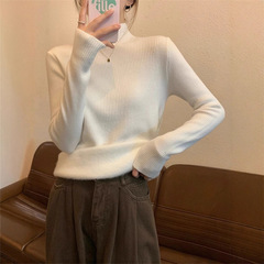 跨境加厚一体仿水貂绒针织毛衣女2024秋冬季修身保暖半高领上衣打