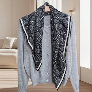 Crocore Cashew Autumn and Winter Silk Wool 90 Medium Square Double-Sided Scarf Women's Fashionable Warm Neck Shawl
