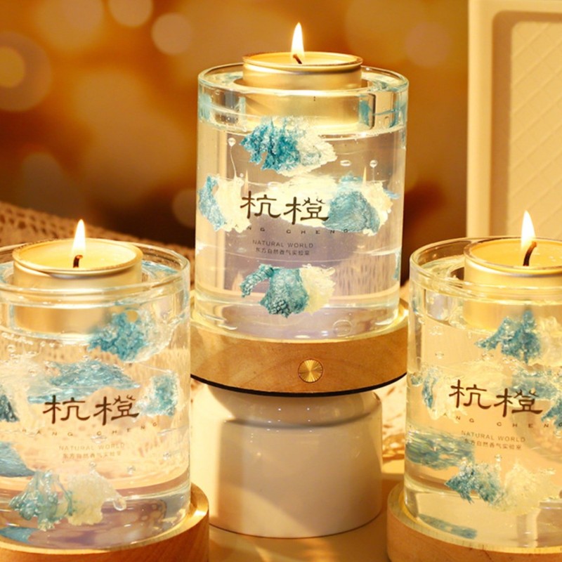 カスタマイズされた手作りの本物の花ゼリーワックスエッセンシャルオイル diy キャンドル寝室ロマンチックな無煙のお香の装飾品フレグランスお土産|undefined