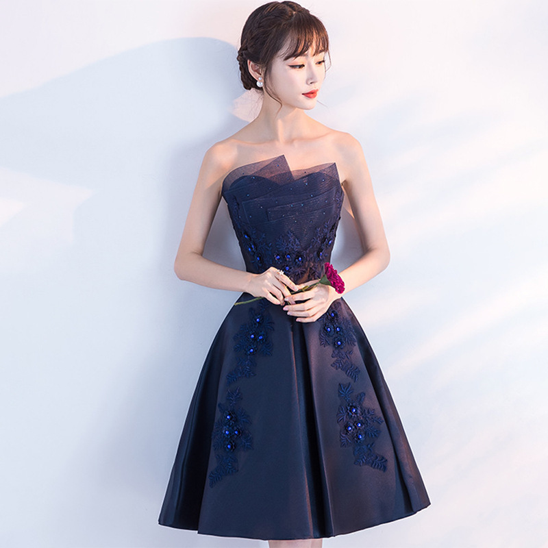 Evening Dress 2026 New Style Girls' Graduation Sister Dress Slim Fit Bridesmaid Dress Strapless Socialite Dress Autumn and Winter
