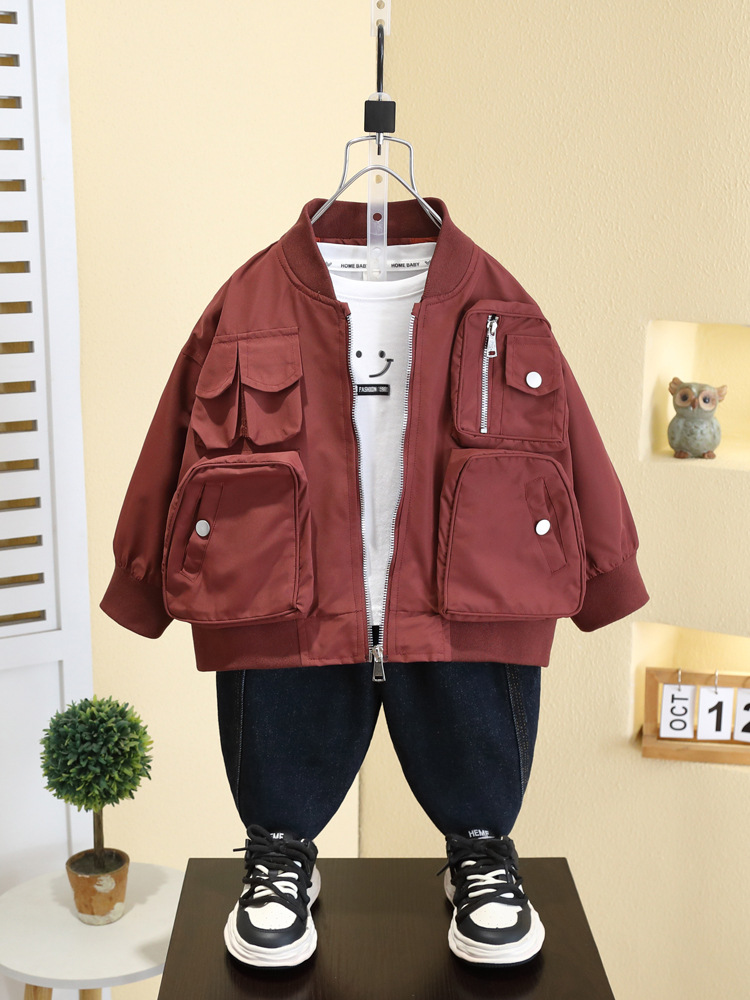 Chaqueta de Trabajo para Niños 7563, Estilo Moderno, Primavera y Otoño 2026, Nuevo Modelo, Ropa Superior para Bebés y Niños Pequeños