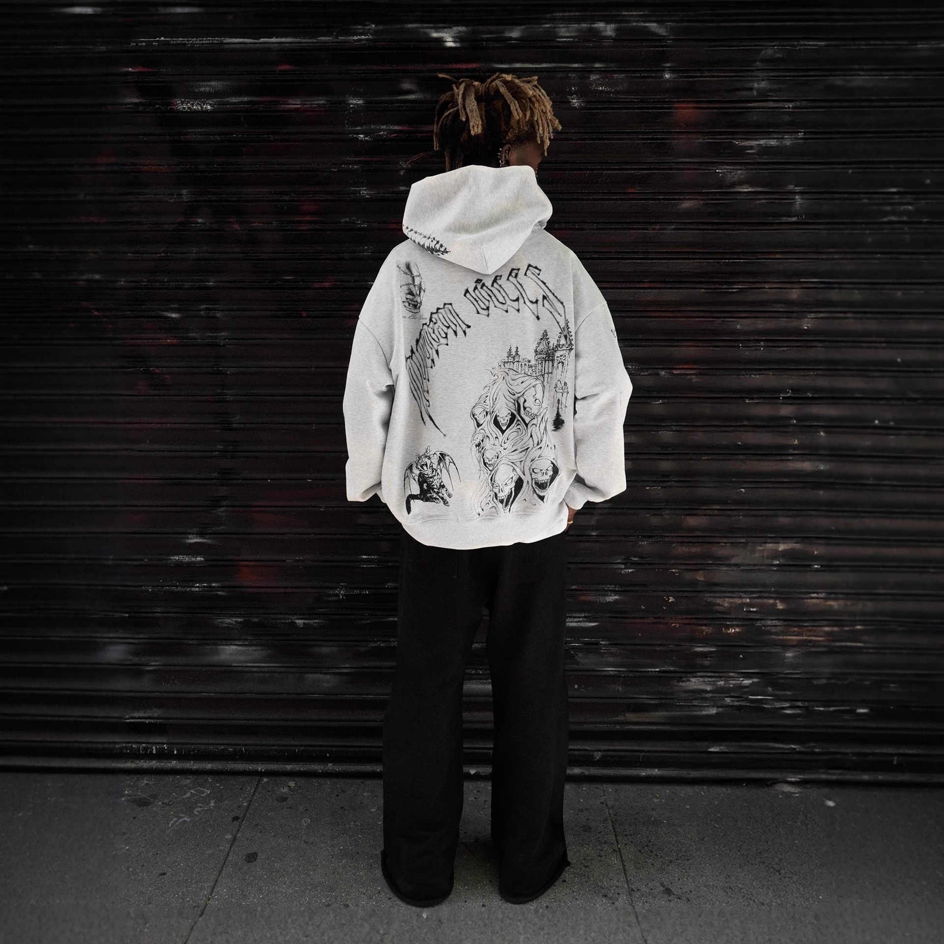Printed Design Hoodie Loose Zip Sweater