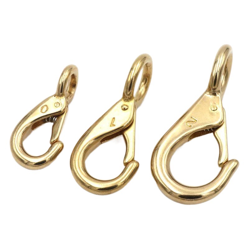 Brass hook brass dog buckle round bottom bag with hook yellow handmade leather copper hook DIY leather luggage accessories