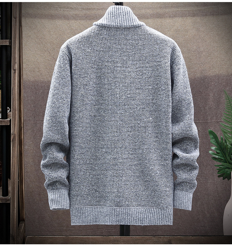 Men's Velvet Patchwork Cardigan Stand-up Collar Jacket Slim Fit_voghion.com