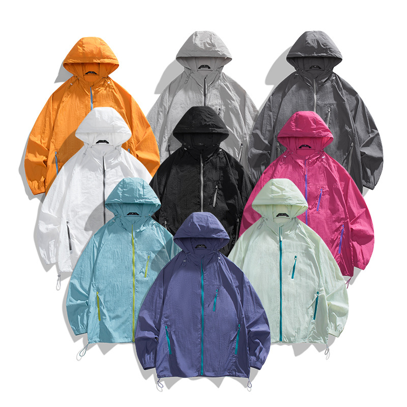 Upf50+ Nylon Wrinkle-Resistant 40D Anti-Uv Skin Jacket for Couples, Ultra-Thin Breathable Outdoor Sports Running Jacket Trendy