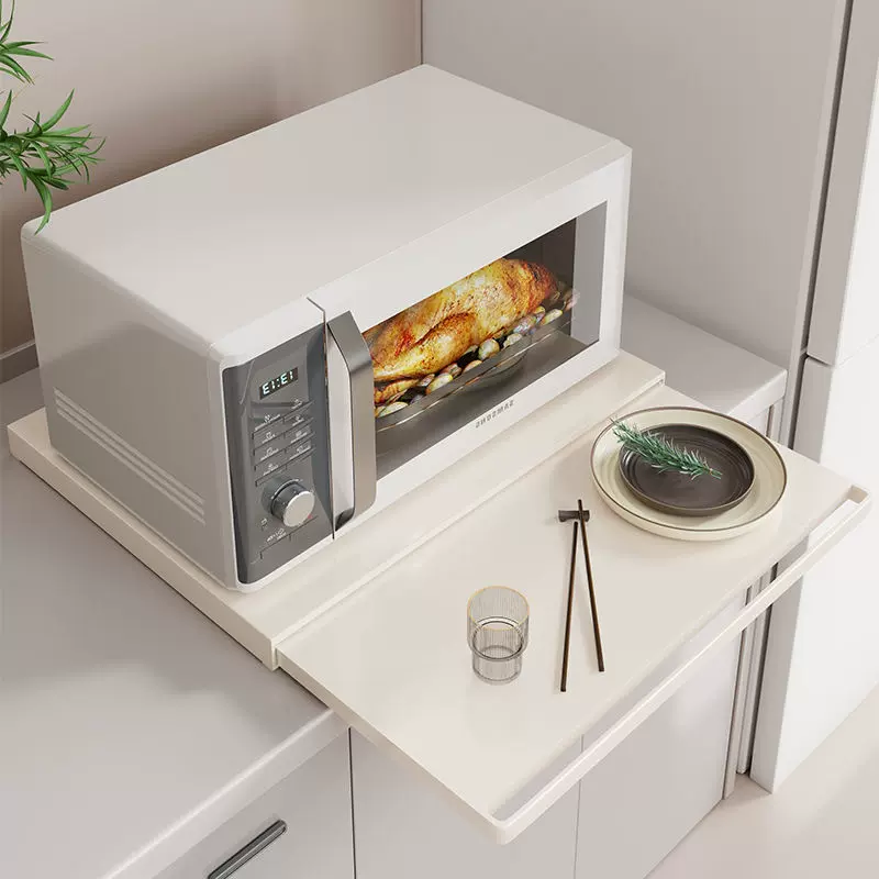 跨境专供厨房微波炉置物架底部烤箱支架电饭煲咖啡机抽拉备菜神器