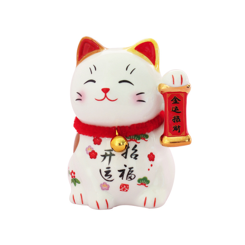 Estilo japonés lingote de oro gato de la suerte pequeña decoración de cerámica regalo de apertura cajero casa entrada sala de estar decoración de escritorio