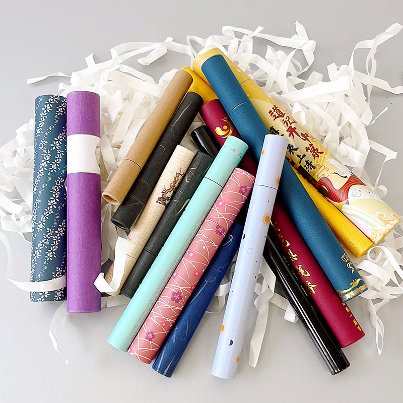 沉香线香包装纸筒定做盘香佛香纸罐厂家牛皮纸檀香香管香 筒定制