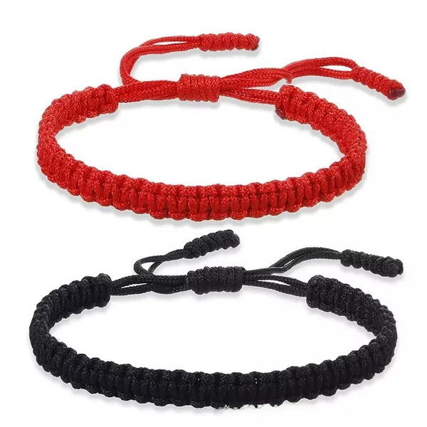 [Cross-border hot sale] Xizang hand-woven diamond knot flat knot colorful lucky hand rope lovers friendship bracelet