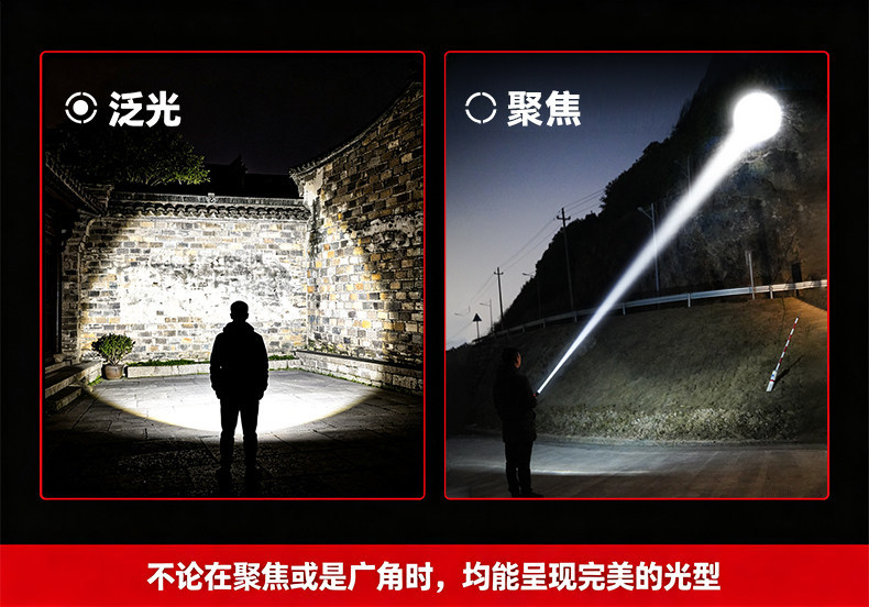 Shuosen flashlight, strong light, rechargeable, ultra-bright, long-lasting, 2026 new model, outdoor long-range high-power light