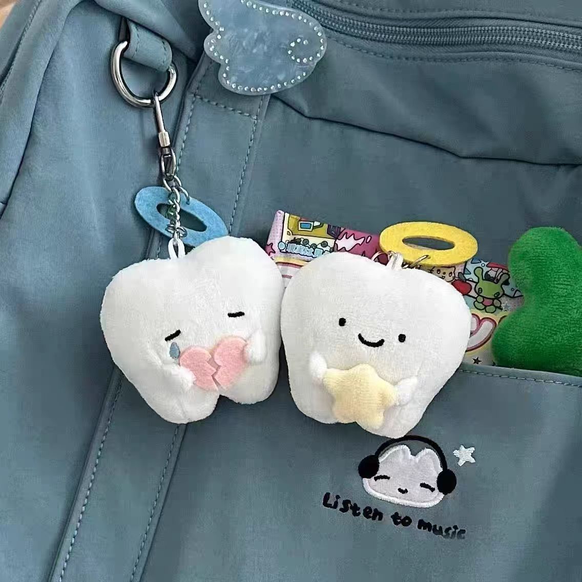 Muñeca de alto valor de ángel diente muñeca corazón roto dientes peludos colgante pareja muñeca regalo llavero