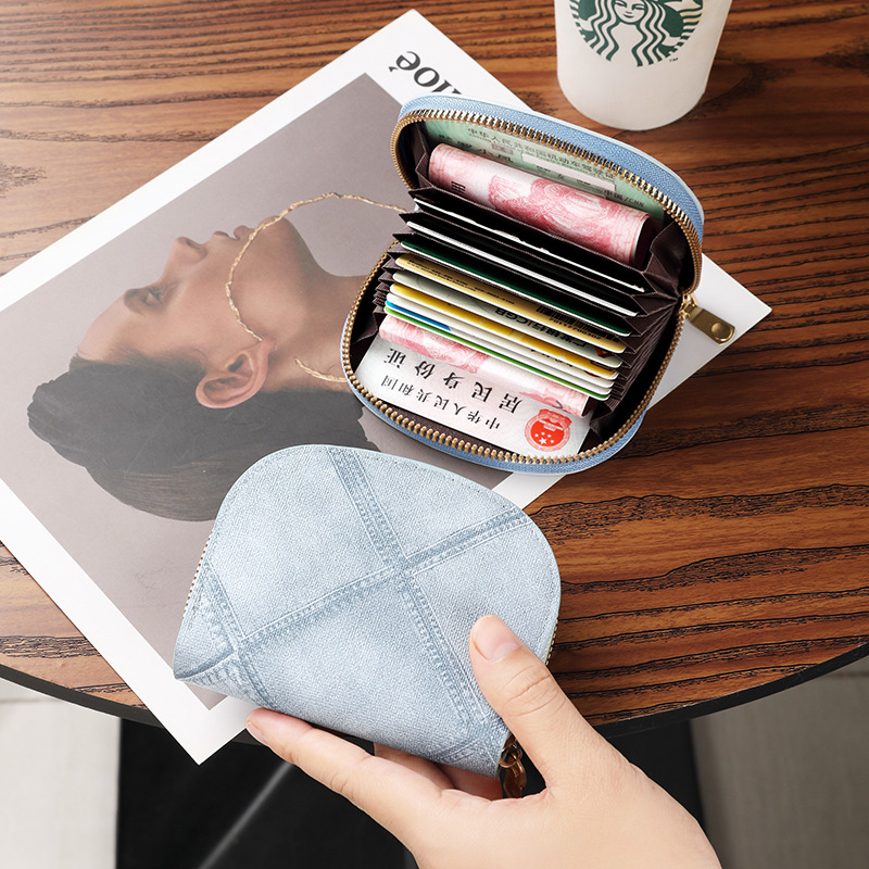 Comercio exterior transfronterizo para mujer, funda para tarjeta, funda para tarjeta, verano 2024, nueva moda, bolso de mano azul de mezclilla, funda para tarjeta