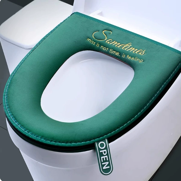 Унитазовая подушка утолщена водонепроницаемая зимняя бытовая застежка-молния чехол для туалета