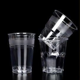 一次性杯子航空杯透明直筒水杯太空杯硬质家用酒店塑料饮杯硬塑料