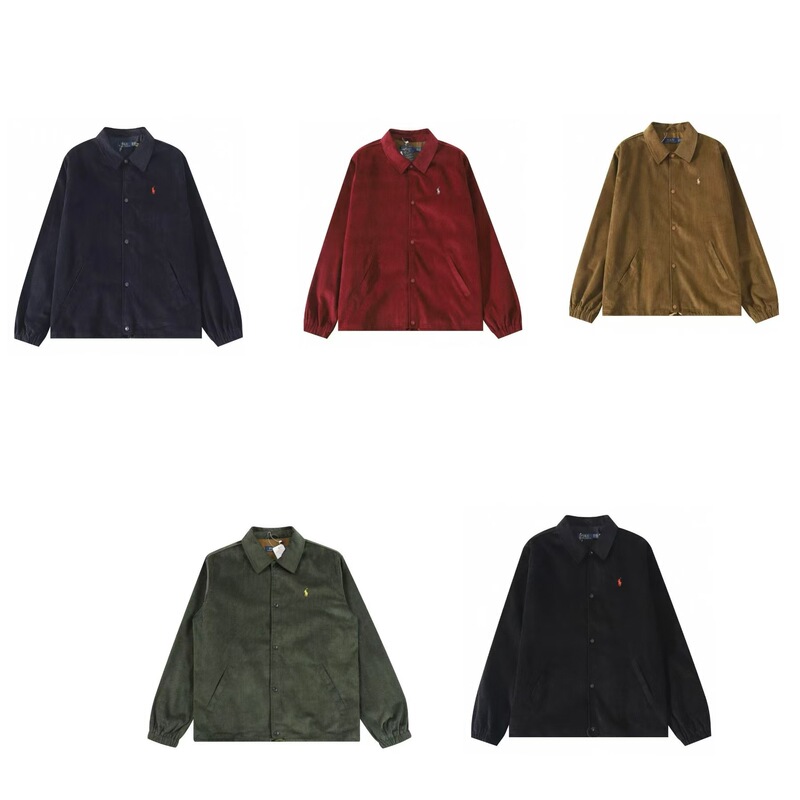 In-Stock Rl Ralph Lauren Classic Pony Embroidered Lapel Retro Corduroy Unisex Casual Jacket