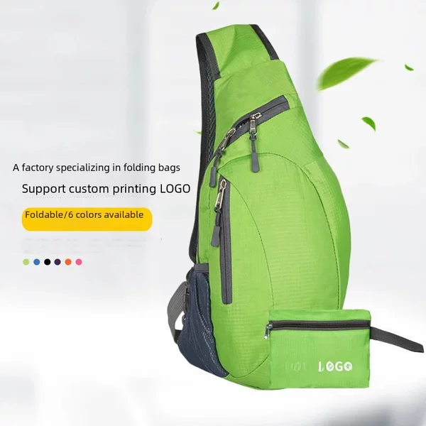 Cross-Border Men's Chest Bag, Customizable Women's Single Shoulder Crossbody Bag, Foldable Casual Sports Outdoor Single Shoulder Bag with Printed Logo