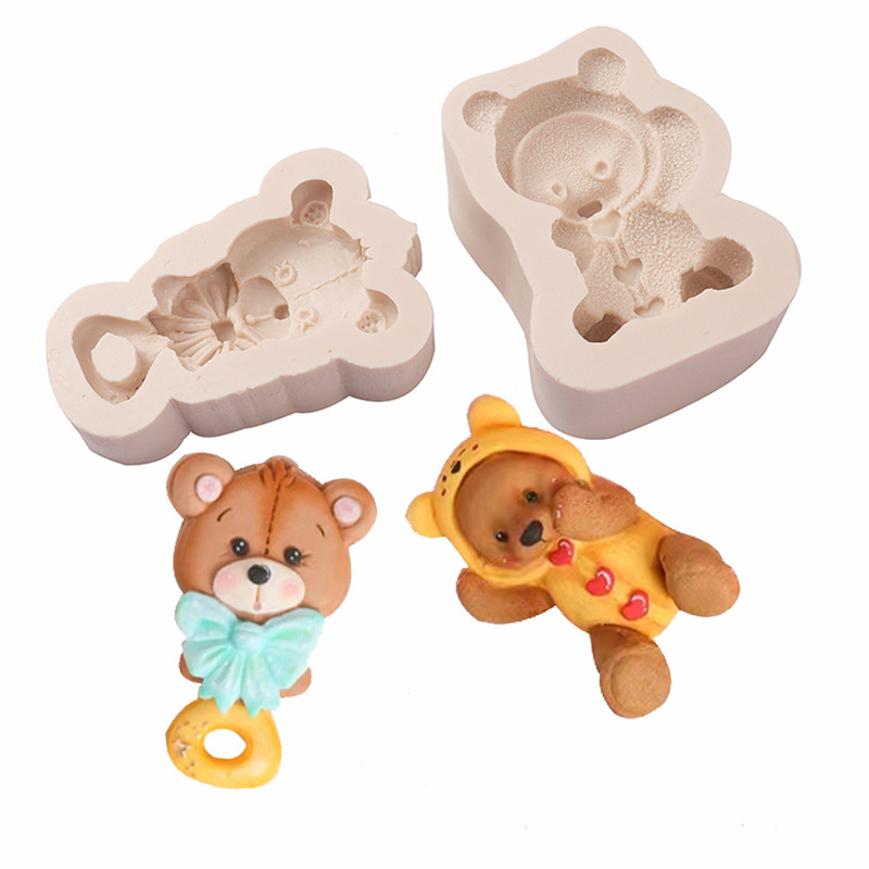 Oso de dibujos animados aromaterapia molde para hornear DIY epoxi decoración la torta del molde chocolate fondant Silicona