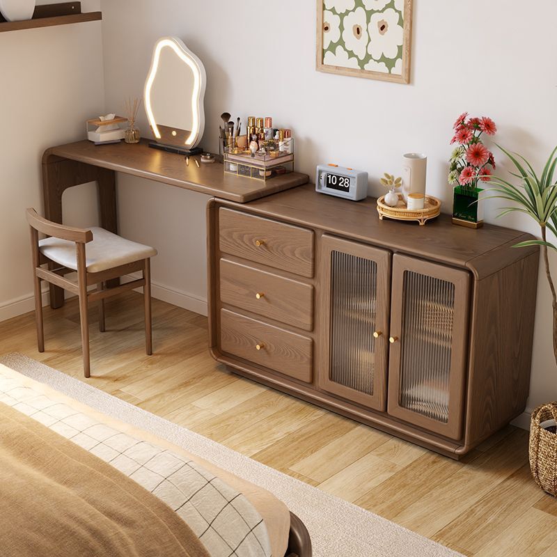 Simple Modern Chest of Drawers and Dressing Table Integrated Bedroom Solid Wood Corner Desk Bedside Storage Small Dressing Table