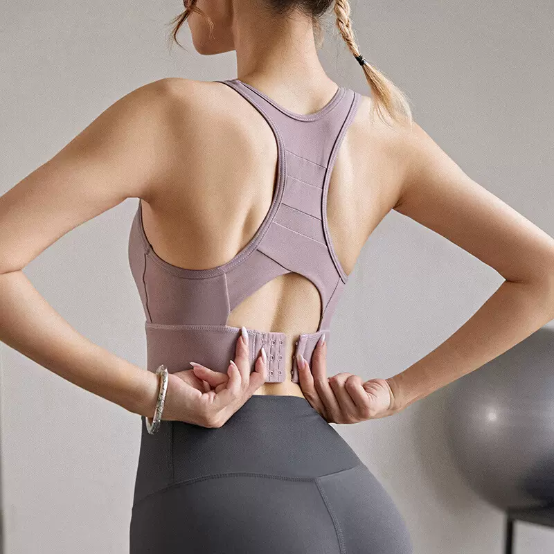 高强度聚拢运动内衣女防震大胸瑜伽背心一体式跑步健身瑜伽文胸秋