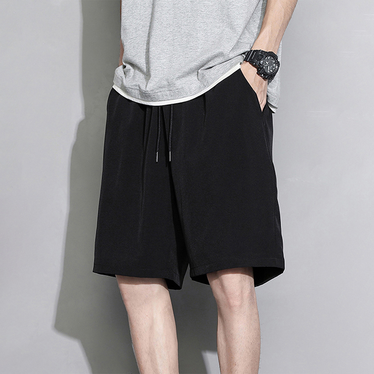 Japanische, locker sitzende High-Waist-Shorts – Streetwear-Shorts mit elastischem Kordelzug, weitem Bein und lässigem Schnitt für Damen, atmungsaktiv und stylisch_voghion.com