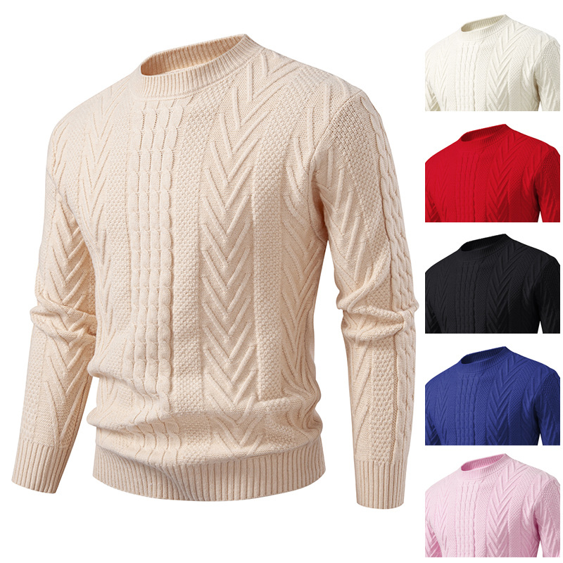 2025 Export Amazon Autumn and Winter New Men's Round Neck Pullover Knitwear Large Size Fashion Casual Bottoming Shirt