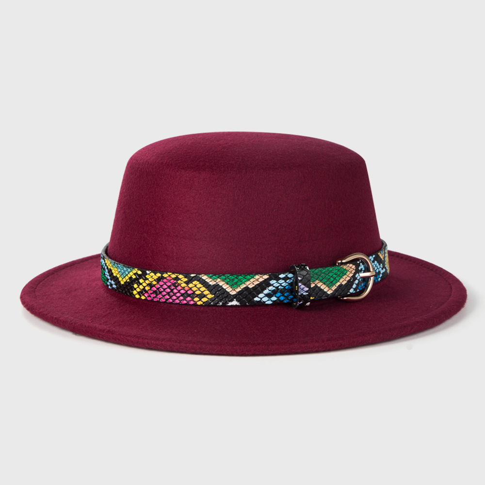 Autumn And Winter New Woolen Jazz Hat Male Leopard Leather Buckle Accessories Felt Hat display picture 5