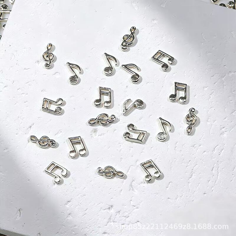 Mini alloy musical note nail art accessories in gold and silver, three-dimensional metal musical notes, light luxury nail decorations, DIY accessories Mini alloy musical note nail art accessories in gold and silver, three-dimensional metal musical notes, light luxury nail decorations, DIY accessories