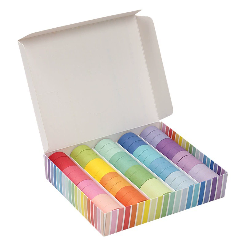Трансграничный самый продаваемый цвет радуги сплошной цвет и бумажная лента DIY ручной счет декоративная наклейка на ленту 20 цветов дополнительно 5 м