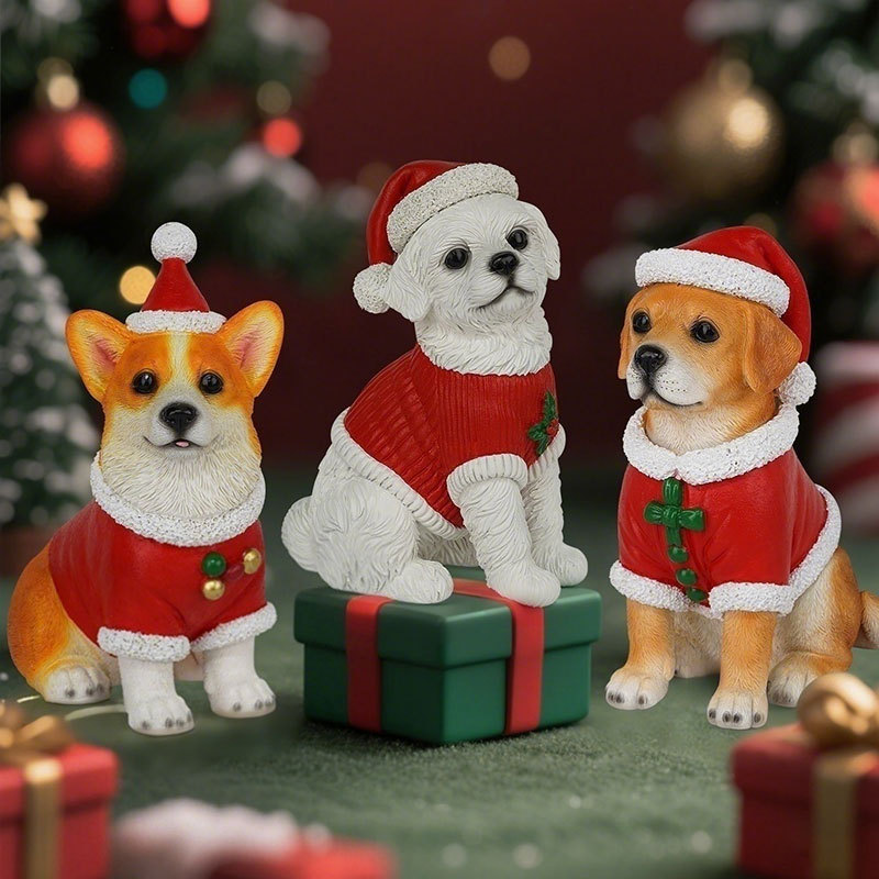 クロスボーダークリスマスウェルカム犬像樹脂工芸品装飾品家庭菜園寝室書斎デスクトップ装飾|undefined