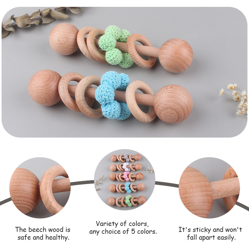 New Beech juguete de los niños mordedor ejercicio infantil bebé bola lana sonajero interactivo educativo teether stick