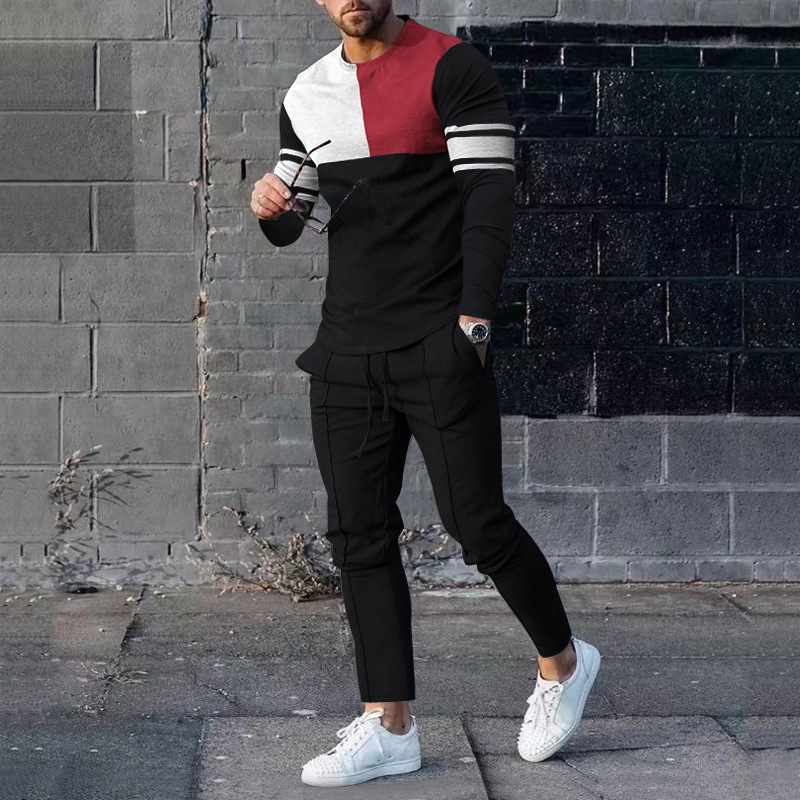 Herren Freizeit Anzug Langarm Oberteil Und Hose Sportset_voghion.com