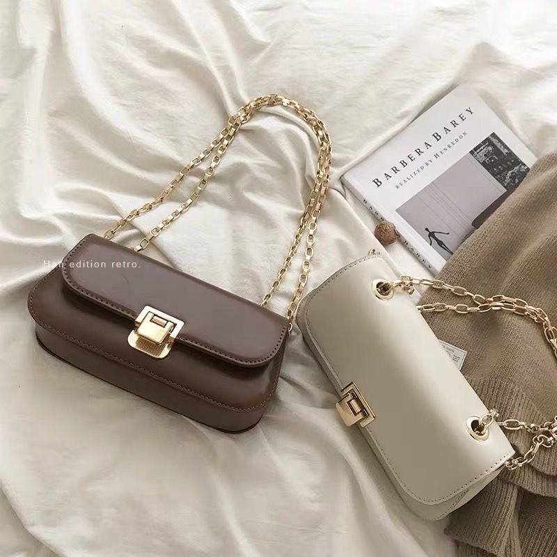 Borsa a spalla retro da donna con tracolla a catena elegante_voghion.com